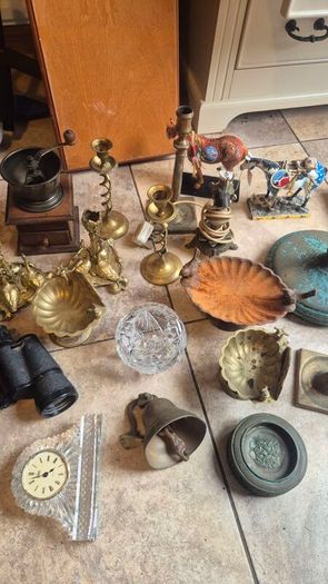 old vintage classic retro brass crystal ornaments