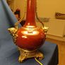 2 porcelain oxblood Red lamps vintage Image 3