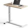 Overbed Bedside Table with Wheels 67-91cm Adjustable Height Laptop Side Table for Bed & Sofa,Hospital Bed End Table Large Standing Desk for Home Office Bedroom Living Room, White+Maple Image 2