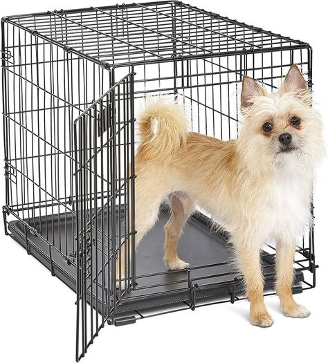 Pets 61 cm  Single Door Folding Dog Crate with Divider Panel, Leak Proof Tray  Secure Latches  Metal Wire Kennel for Small Breeds  Portable, Durable  Easy to Assemble