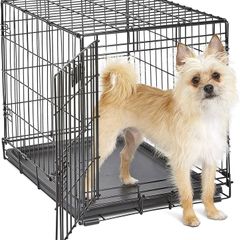 Pets 61 cm  Single Door Folding Dog Crate with Divider Panel, Leak Proof Tray  Secure Latches  Metal Wire Kennel for Small Breeds  Portable, Durable  Easy to Assemble