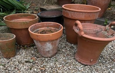6 Large Garden Pots - Terracotta & Ceramic