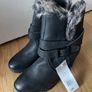 Black Boots with Fur Trim Image 2
