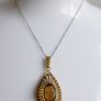 Vintage Citrine Paste Gold Plate Pendant Chain Necklace length 22" Image 3