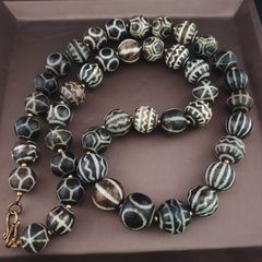 Ancient Burmese Pumtek Pyu PetrifiedWood Beads Necklace