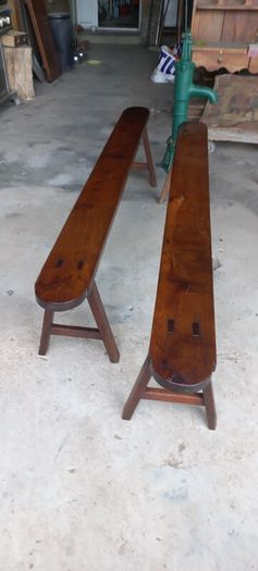 Set Of Two Antique French Solid oak Benches very sturdy  strong and solid Beautiful Patina