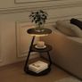 Side Table Set of 2, Bedside Small Coffee Table with 3 Color LED Lights, End Table with 3 Tier Storage Shelves for Living Room Bedroom, Black Image 4