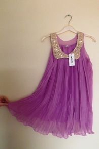 New Designer Girls Vintage Sequin Pleated Chiffon Party Dress 8-9yrs