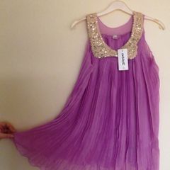 New Designer Girls Vintage Sequin Pleated Chiffon Party Dress 8-9yrs
