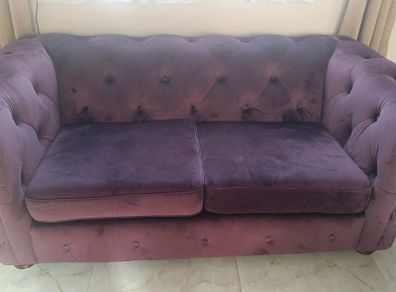 2 seater Chesterfield couch / 2 seater sofa Dfs,  73 cm h x 207 cm w x 98 cm depth