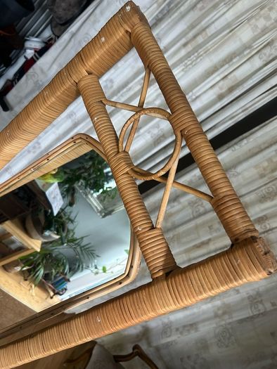 Vintage-Style Rattan Full-Length Floor Mirror (Boho/Cheval Style)