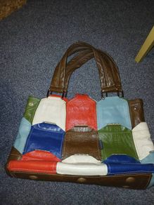 Pristine Orla Kiely Leather Multi-Stem Patchwork Bag