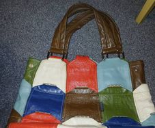 Pristine Orla Kiely Leather Multi-Stem Patchwork Bag