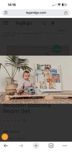 Kids wooden balance beam