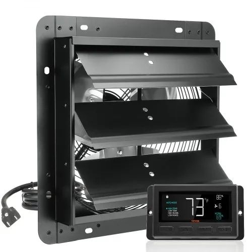 Shutter Exhaust Fan, 305 mm with Temperature Humidity Controller, EC-motor, 904 CFM,