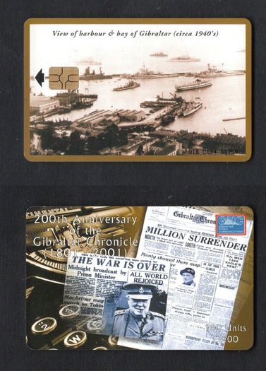 2001 Gibraltar 100 unit War Years (Gemplus - GEM5 (Red)) Phonecard