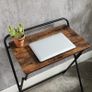 _Folding Small Desk Snack Table Space-Saving Sofa Table for Home Office Living Room Easy Assembly Vintage Brown/Black Image 3