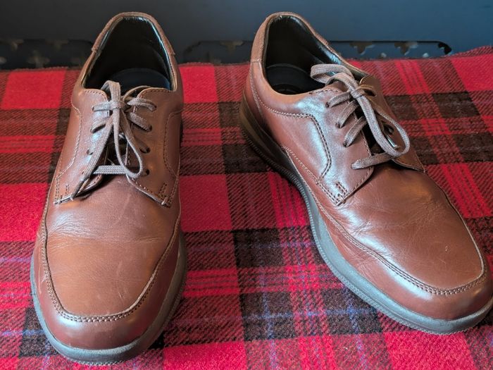 M&S Wide Fit Leather Shoes - Brown - Size 9.5 UK (Excellent Condition)