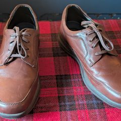M&S Wide Fit Leather Shoes - Brown - Size 9.5 UK (Excellent Condition)