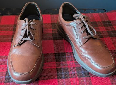 M&S Wide Fit Leather Shoes - Brown - Size 9.5 UK (Excellent Condition)