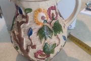 Beautiful H J Wood Relief Molded Vase, Vintage 1950s in Excellent Condition, Hand Painted, Indian Tree design, made in England