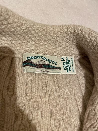 Aran craft merino wool cardigan