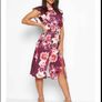 NWT Boohoo Floral Split Midi Dress Plum & Pink Size 10 Image 3
