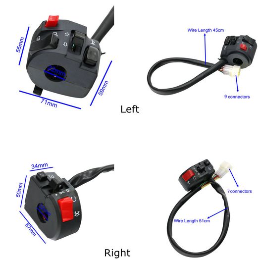 7/8" 22mm Motorcycle Switches Motorbike Horn Button Turn Signal Electric Fog Lamp Light Start Handlebar Controller Switch
