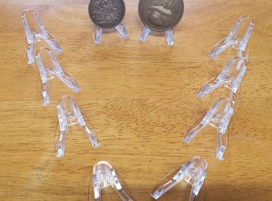 Coins/medals Etc - 10 X Clear Acrylic Display Stands
