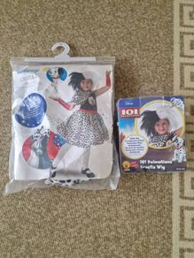 cruella costume and wig 3-4 years