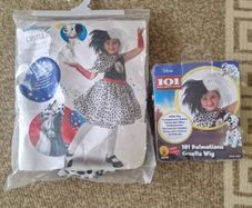 cruella costume and wig 3-4 years