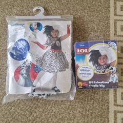 cruella costume and wig 3-4 years