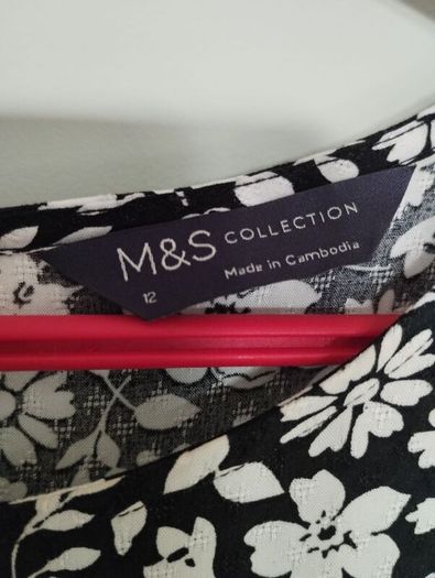 M&S Black & White Floral Midi Dress