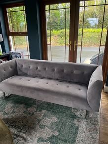 Grey Velvet 3/4 person couch