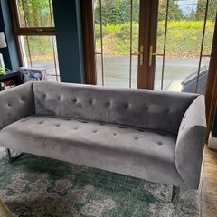 Grey Velvet 3/4 person couch