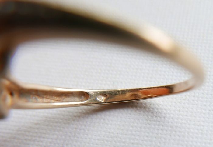 Vintage Solid 14k Gold Aquamarines And Diamonds Ring Size O - 3,35g
