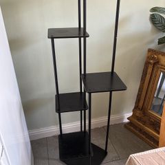Black 6 Shelf Corner Display Unit 133cm Tall