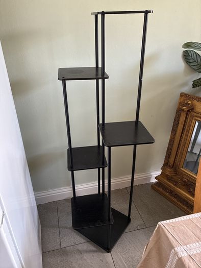 Black 6 Shelf Corner Display Unit 133cm Tall