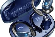 Rulefiss BX27 Bluetooth Headphones 5.4 Sport, 75-Hour Battery Life, Hi-Fi Stereo Deep Bass Wireless Earbuds, 4 ENC Noise-Cancelling Mics, IP7 Waterproof In-Ear with Ear Hooks, USB-C, LED Display