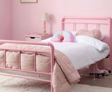 Pink metal frame toddler bed