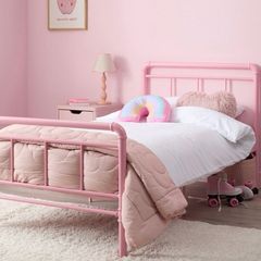 Pink metal frame toddler bed