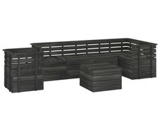 7 Piece Garden Pallet Lounge Set Solid Pinewood Dark Grey