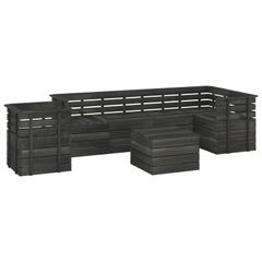 7 Piece Garden Pallet Lounge Set Solid Pinewood Dark Grey