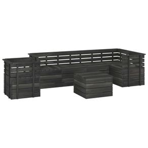 7 Piece Garden Pallet Lounge Set Solid Pinewood Dark Grey