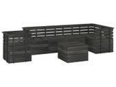 7 Piece Garden Pallet Lounge Set Solid Pinewood Dark Grey