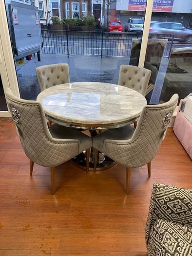 Marble Kitchen Dining Table With 6 Chairs