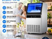Commercial Ice Maker 59kg Per Day Stainless Steel Ice Machine with 15kg Storage for Home Bar Restaurant and Cafe