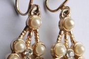 Vintage Earrings feature gold-tone screwback closures adorned with faux pearls and rhinestones