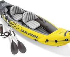 FREE EXPRESS SHIPPING  K2 Kayak, 2-Person Inflatable Kayak Set with Aluminum Oars and High Output Air Pump