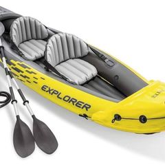 FREE EXPRESS SHIPPING  K2 Kayak, 2-Person Inflatable Kayak Set with Aluminum Oars and High Output Air Pump